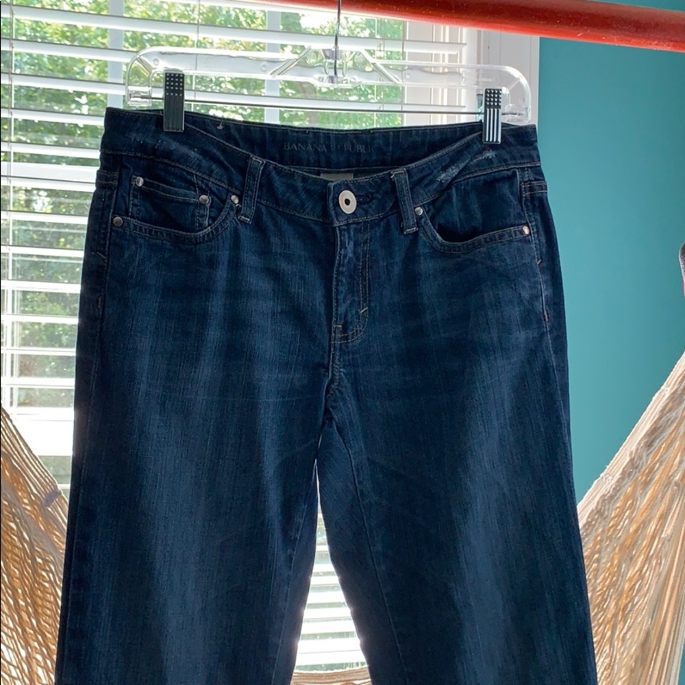 Straight leg blue jeans